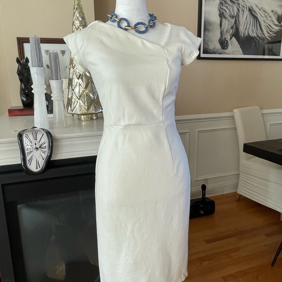 Classy off white straight tight fitted dress by French Connection. - Picture 3 of 3